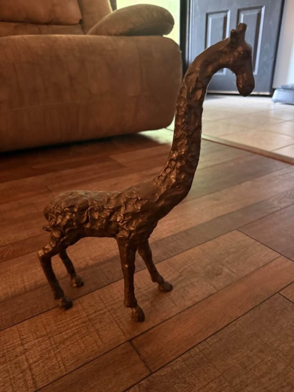 Textured Bronze Giraffe Sculpture